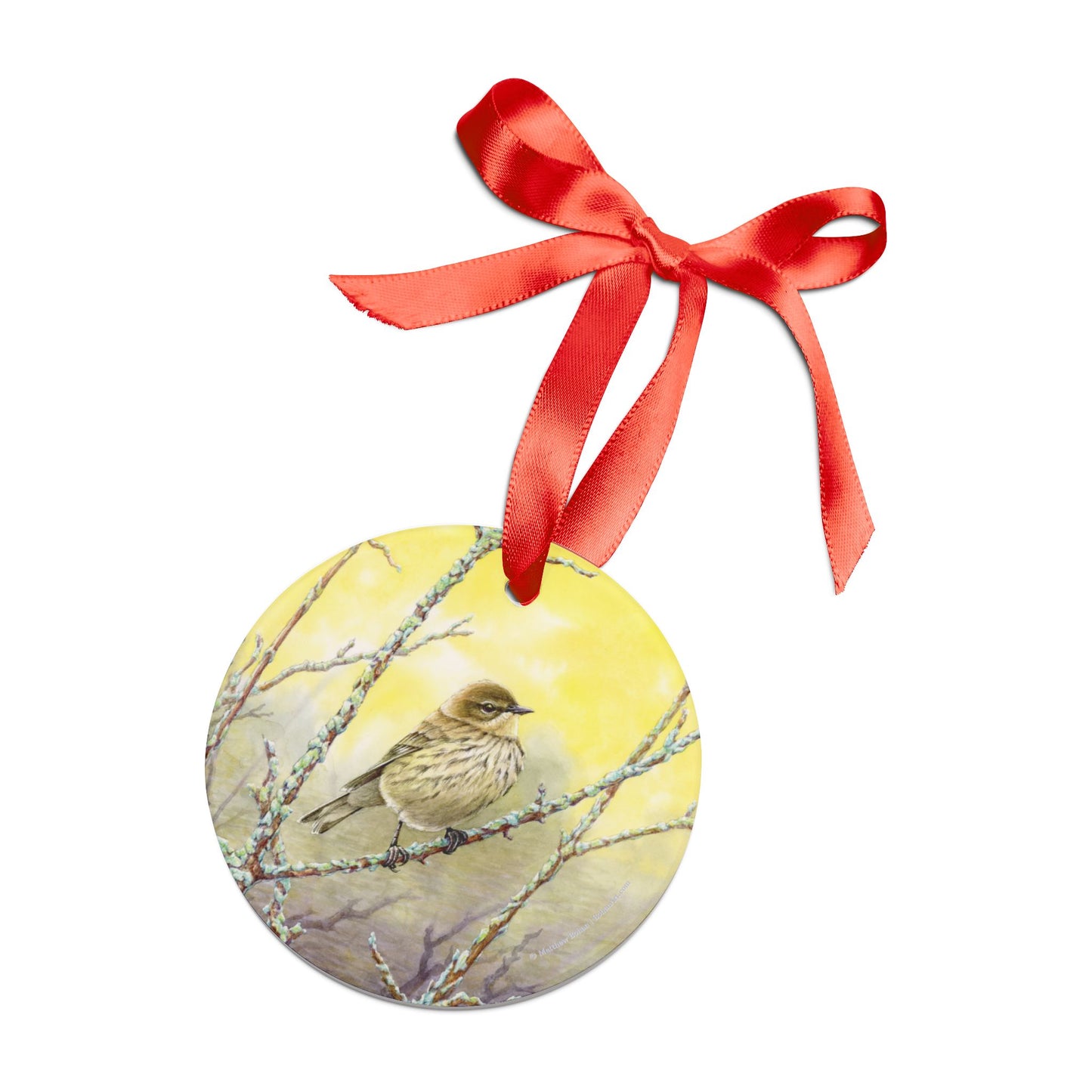 Fall Female Yellow-rumped Warbler Christmas Ornament - Birder Tree Ornament, Nature Gift for Bird Lovers