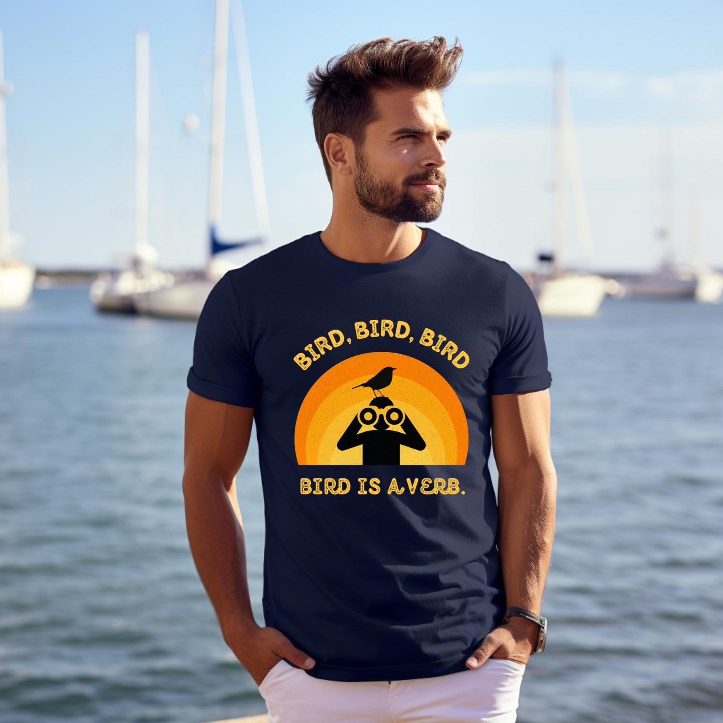 Funny Birders Unisex Tee 'Bird, Bird, Bird, Bird is a Verb' Retro T-Shirt