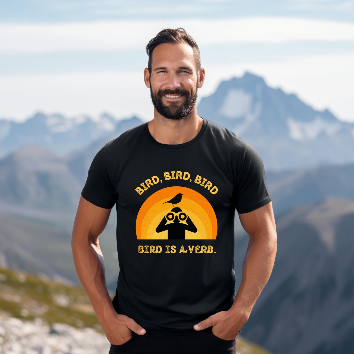 Funny Birders Unisex Tee 'Bird, Bird, Bird, Bird is a Verb' Retro T-Shirt