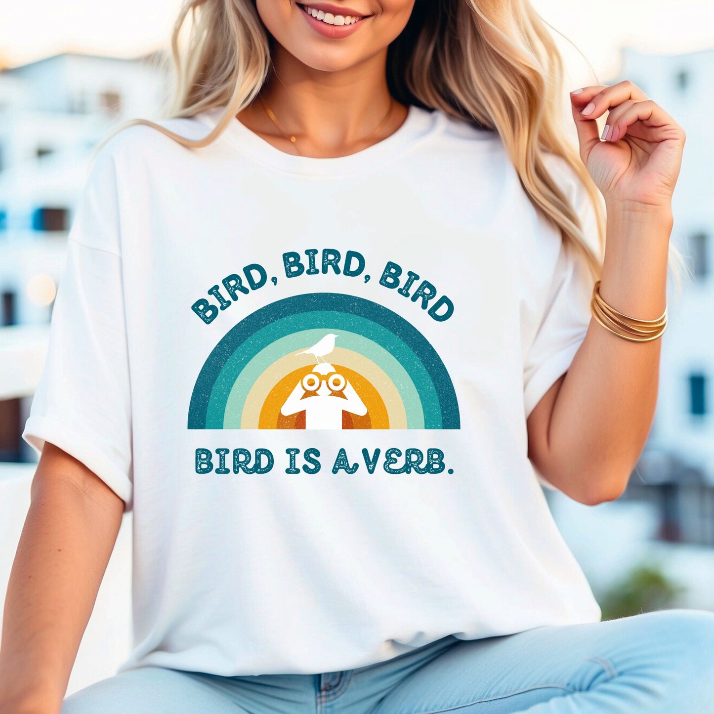 Funny Birders Unisex Tee 'Bird, Bird, Bird, Bird is a Verb' Retro T-Shirt