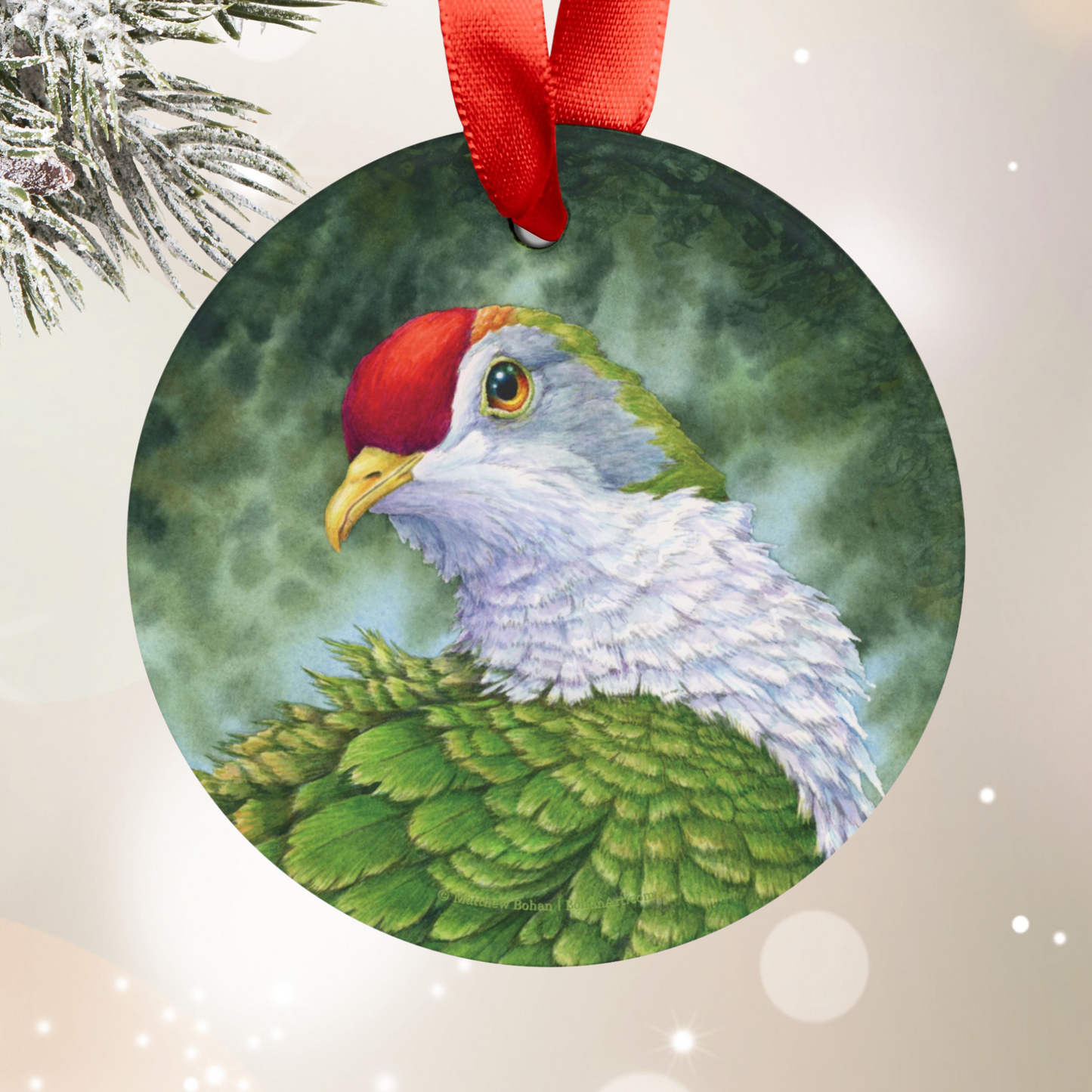 Beautiful Fruit Dove Christmas Ornament | Crimson-capped Fruit Dove Art | Tree Ornament | Nature Gift for Bird Lovers | Rose-fronted Pigeon