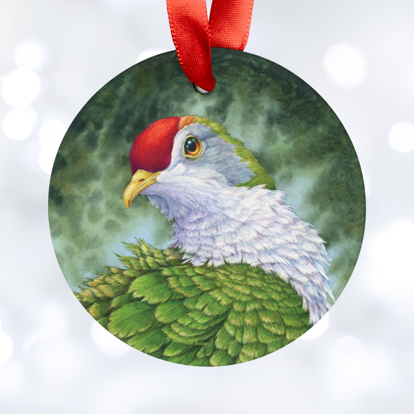 Beautiful Fruit Dove Christmas Ornament | Crimson-capped Fruit Dove Art | Tree Ornament | Nature Gift for Bird Lovers | Rose-fronted Pigeon