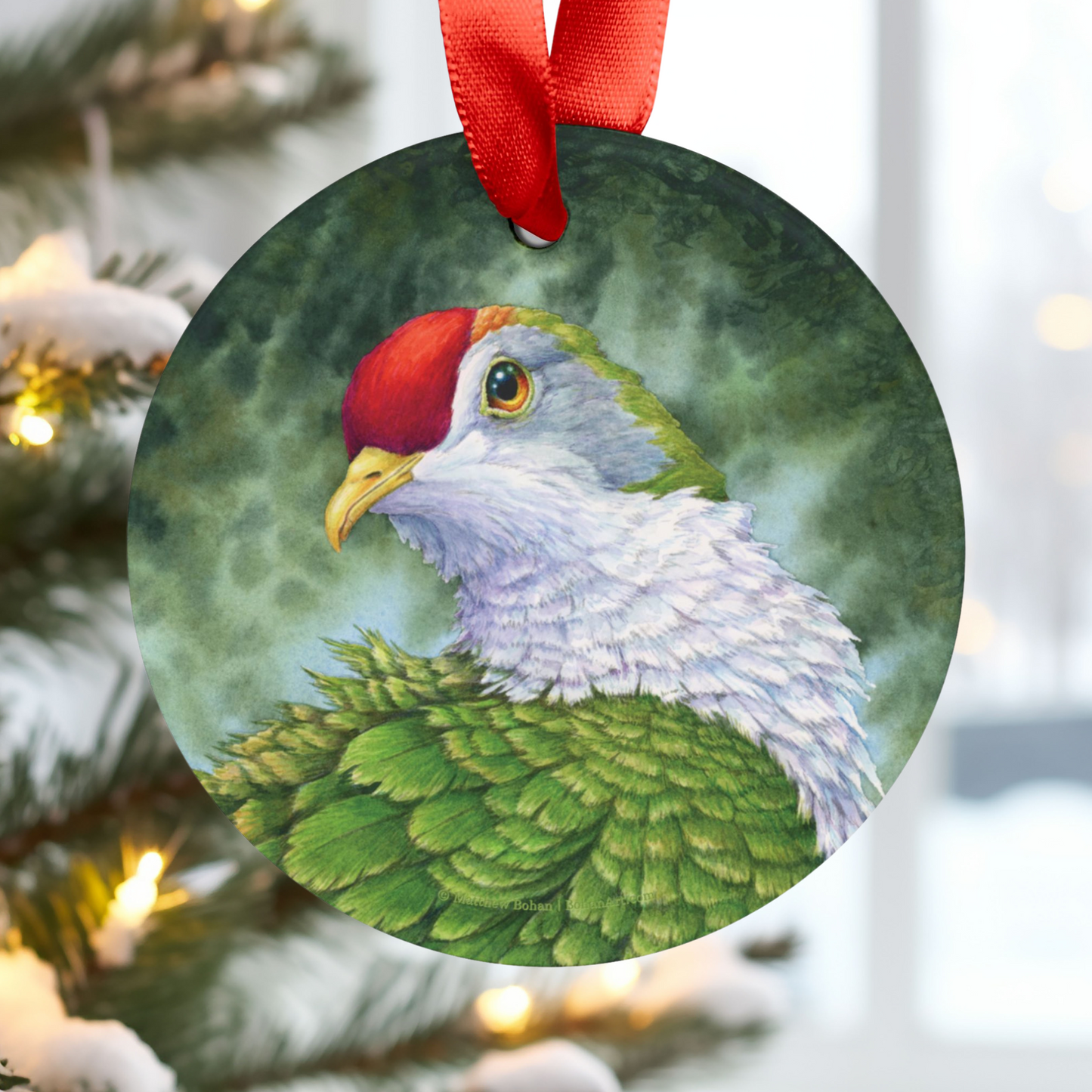 Beautiful Fruit Dove Christmas Ornament | Crimson-capped Fruit Dove Art | Tree Ornament | Nature Gift for Bird Lovers | Rose-fronted Pigeon