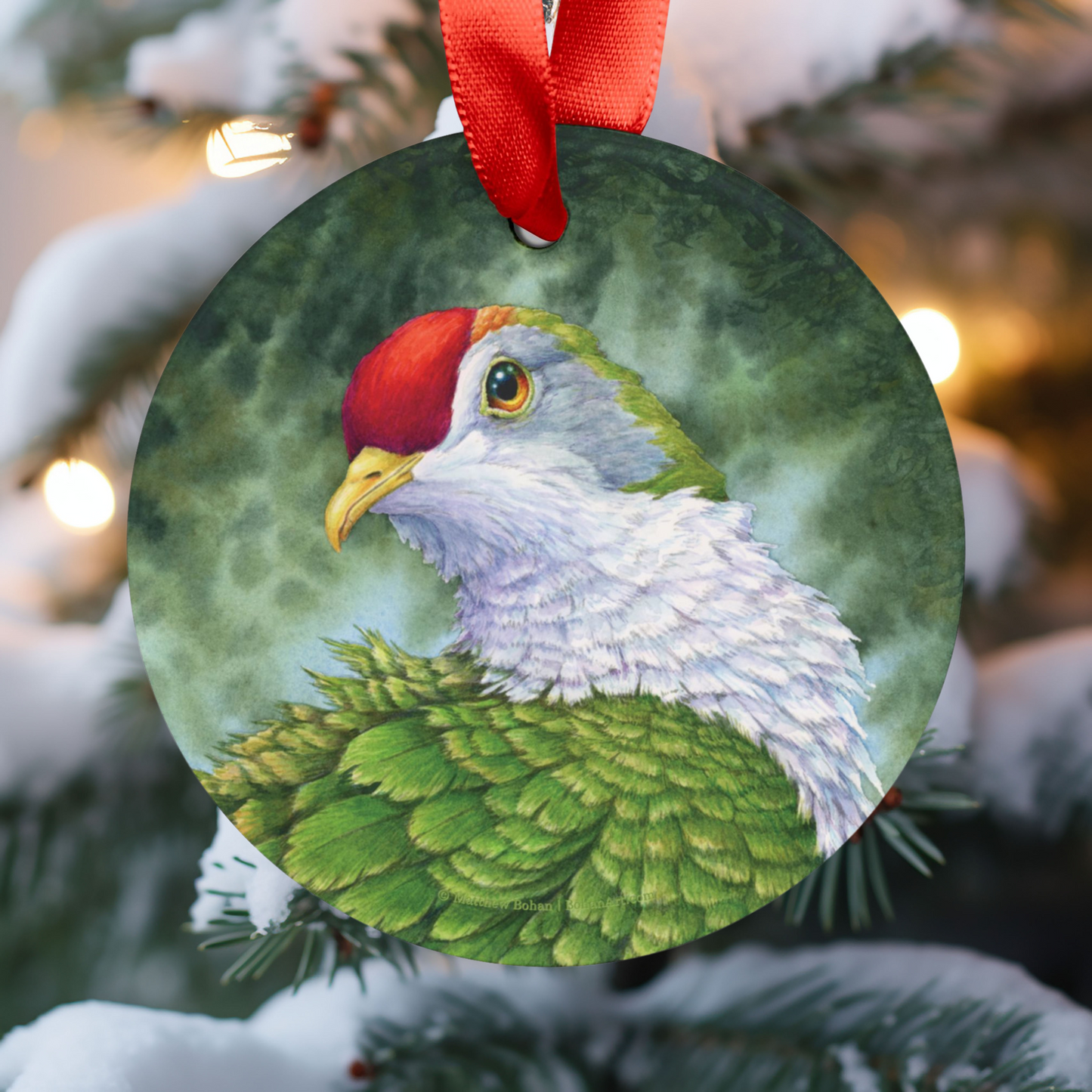 Beautiful Fruit Dove Christmas Ornament | Crimson-capped Fruit Dove Art | Tree Ornament | Nature Gift for Bird Lovers | Rose-fronted Pigeon