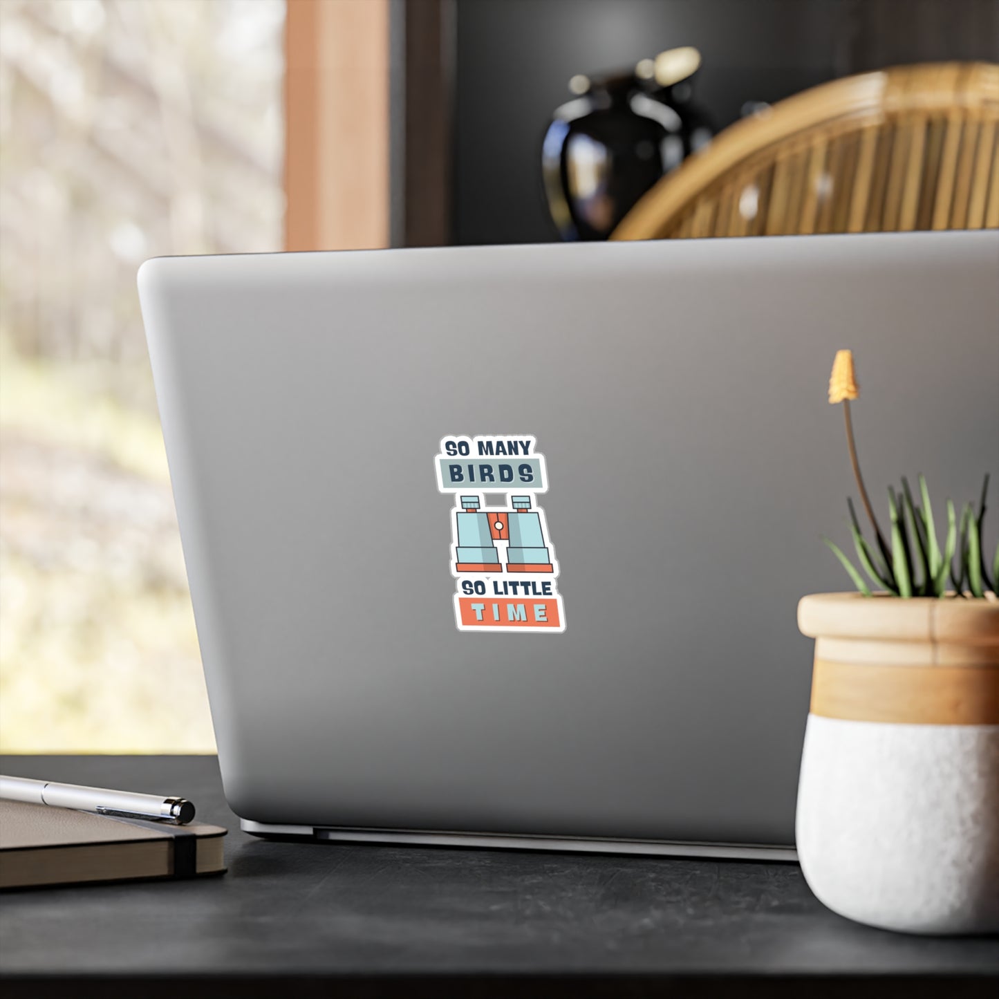 So Many Birds, So Little Time" Birdwatching Kiss-Cut Vinyl Sticker - Durable, Waterproof, UV-Resistant Decal