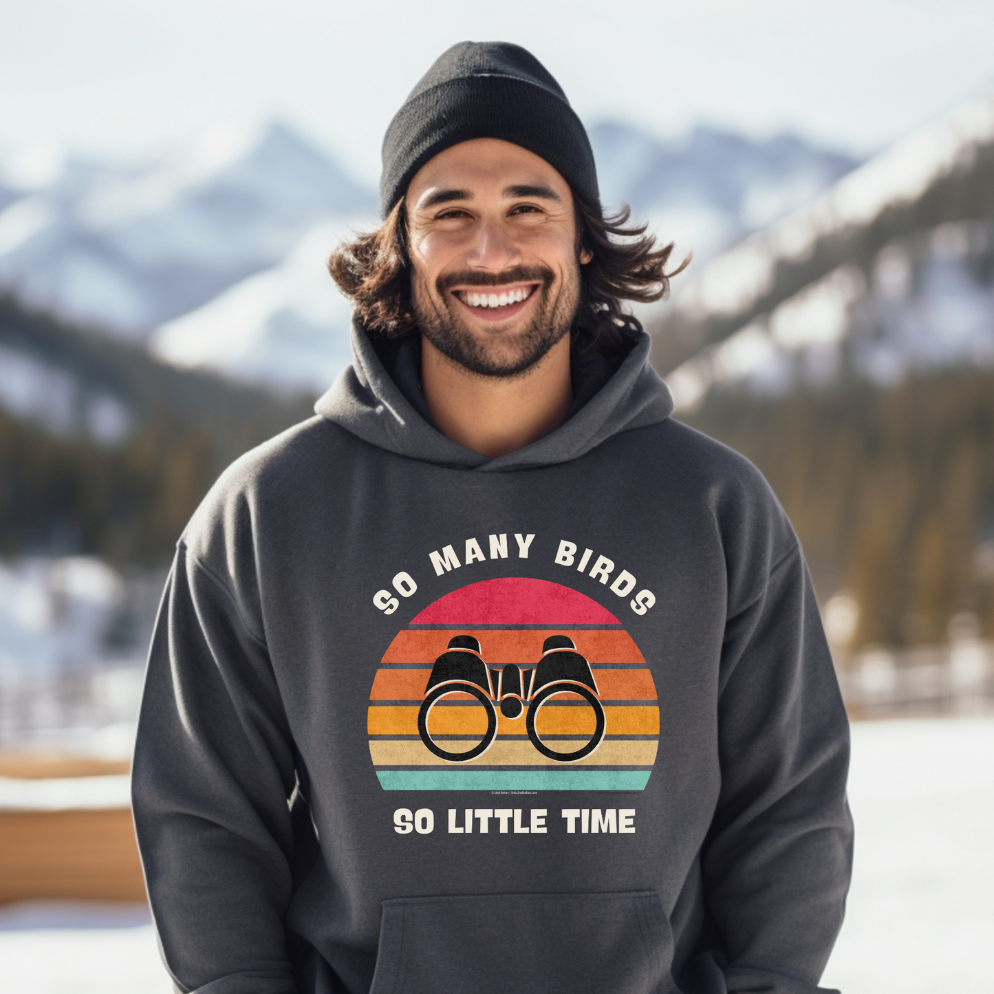 Funny Bird Watching Hoodie | Retro "So Many Birds So Little Time" Sweatshirt | Unisex Birdwatcher Gift for Nature Enthusiasts