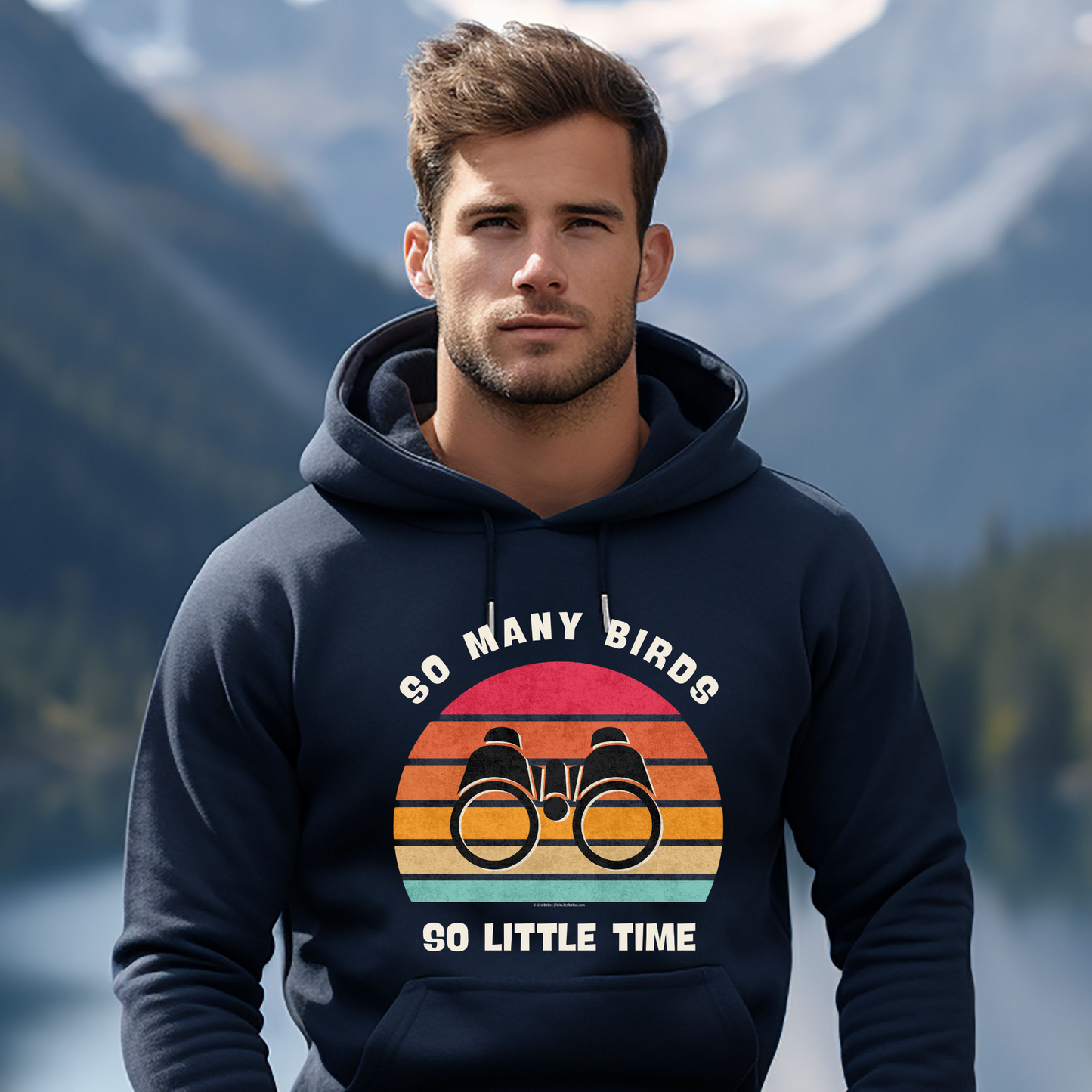 Funny Bird Watching Hoodie | Retro "So Many Birds So Little Time" Sweatshirt | Unisex Birdwatcher Gift for Nature Enthusiasts
